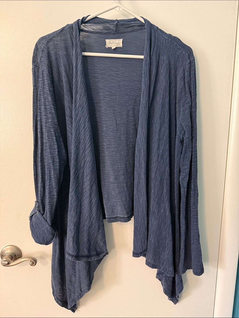 Lightweight Draped Open-Front Lightweight Cardigan - Blue